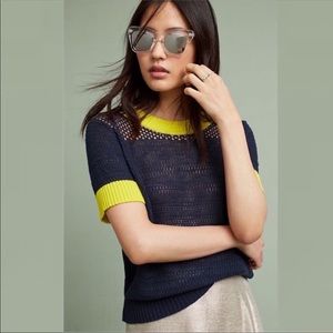 Anthropologie Mesh Ringer Pullover Sweater